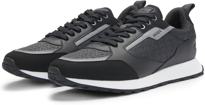 HUGO BOSS Men's Icelin Runn Sneakers with Monograms, Size EU 45 , UK 11, US 12