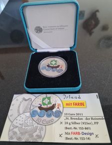 2011 St Brendan 10 Euro Coloured Silver coin in Box