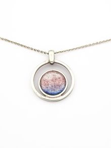 925 Vintage Sterling Silver Italian Dichroic Glass Necklace