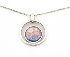 925 Vintage Sterling Silver Italian Dichroic Glass Necklace
