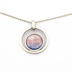 925 Vintage Sterling Silver Italian Dichroic Glass Necklace
