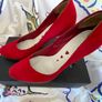 Red Suede Leather High Heels Image 5