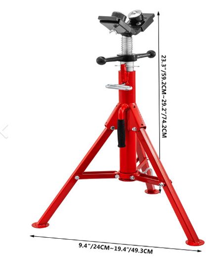 Pipe Jack Stand 1300lbs V-head With 2-ball Transfer Head