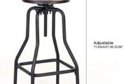 Affordable Industrial Style Height Adjustable Swivel Bar Stool With Natural Pinewood Top