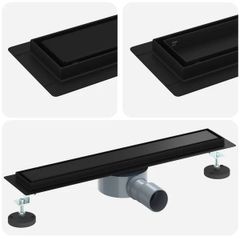 Shower Drain 2-in-1 with 360 Siphon Black 60 cm