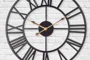 Silent Metal Skeleton Wall Clock, 40cm European Farmhouse Vintage Clock with Roman Numeral, Non-Ticking Battery Operated Hanging Wall Clock for Home Kitchen Cafe Hotel Office Decor MULTIPLE COLOURS AVAILABLE (FREE POSTAGE)