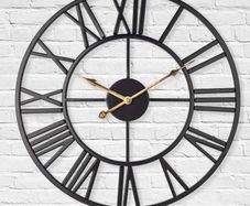 Silent Metal Skeleton Wall Clock, 40cm European Farmhouse Vintage Clock with Roman Numeral, Non-Ticking Battery Operated Hanging Wall Clock for Home Kitchen Cafe Hotel Office Decor MULTIPLE COLOURS AVAILABLE (FREE POSTAGE)