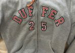 Duffer st George gray college zip up jacket medium gray