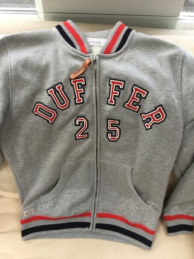 Duffer st George gray college zip up jacket medium gray