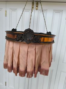 Antique Victorian/Edwardian Silk Fringe Ceiling Light Shade