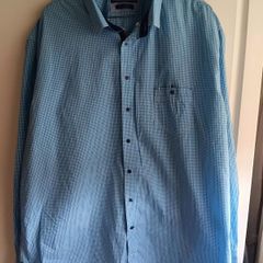 Marco Capelli blue and white check shirt.