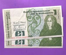 Irish one pound notes