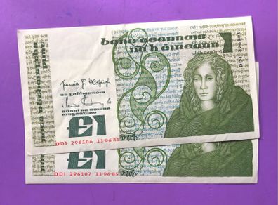Irish one pound notes