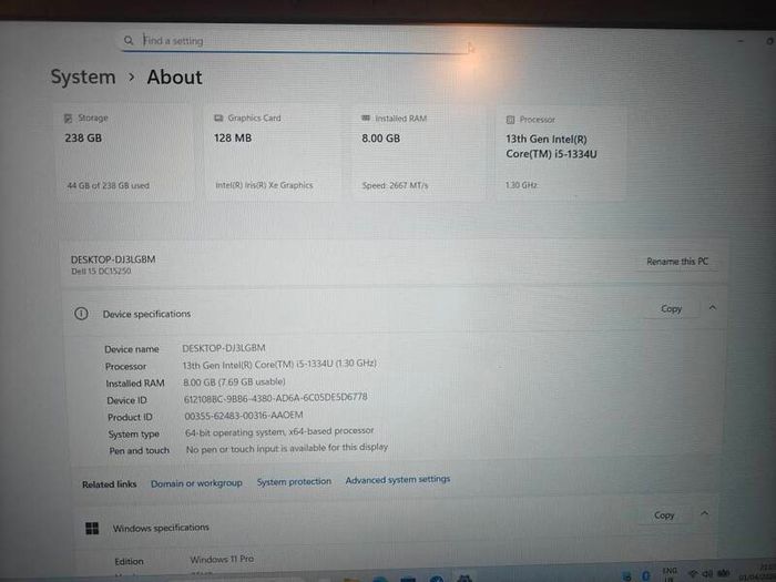Dell 15 DC15250 13th gen