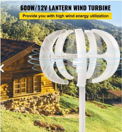 400w Dc 12v 5 Blades Lantern Wind Turbine Generator Vertical Axis W/ Controller