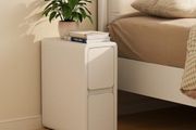 Small Bedside Table, Narrow Bedside Cabinet with Drawers Pre-assembled Slim Bedside Table with Leather Surface for Bedroom, 20cm (White)