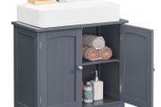 Washbasin cabinet with 2 doors dark or light grey