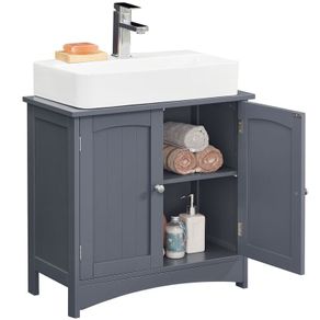 Washbasin cabinet with 2 doors dark or light grey