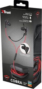 Trust Gaming GXT 408 Cobra Gaming Earbuds In-Ear Headphones with 3.5mm Cable Detachable Microphone Rubber Earplugs in 3 Sizes for PC, Laptop, Mobile, Console, PS4 and Xbox - Black