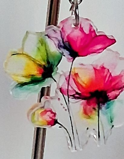 Vibrant Poppy Blossom Watercolour Earrings