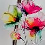 Vibrant Poppy Blossom Watercolour Earrings Image 3