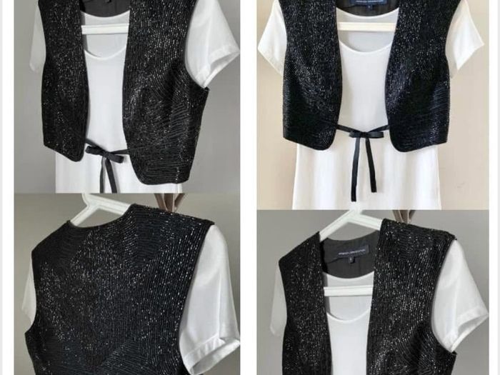 French connection beaded waistcoat bolero chic festive stunning black vintage
