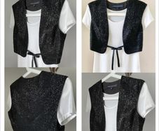 French connection beaded waistcoat bolero chic festive stunning black vintage