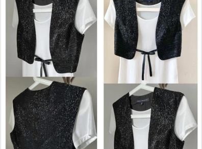 French connection beaded waistcoat bolero chic festive stunning black vintage