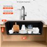 76cm Black Granite Kitchen Sink Workstation, Single Bowl Undermount or Drop-In Farmhouse Basin with Accessories for Kitchen, RV & Bar Image 5