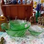 Green Glass Dessert Bowl set Image 2