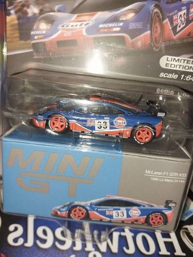 Mini GT 1:64 scale diecast model of the McLaren F1 GTR #33 1996 Le Man's 24 Hour Gulf Livery Exclusive Limited Edition Die-cast Model Car