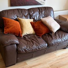 Brown leather 3-seater and 2-seater sofas (sold separately or together; open to offers)