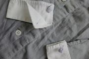 Jacadi Paris boys shirt 2-3 years grey cotton white cuffs and collar
