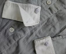 Jacadi Paris boys shirt 2-3 years grey cotton white cuffs and collar