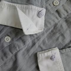 Jacadi Paris boys shirt 2-3 years grey cotton white cuffs and collar