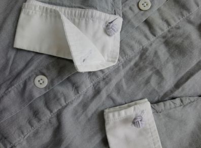 Jacadi Paris boys shirt 2-3 years grey cotton white cuffs and collar