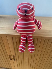 Polarn O Pyret POP soft rabbit toy red and white classic stripes