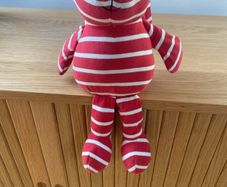 Polarn O Pyret POP soft rabbit toy red and white classic stripes