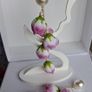 Cottagecore - Pink & White Rose Bud Round Pearl Stud Cascading Tassedl Earrings Image 2