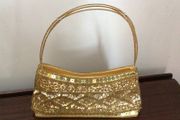Ladies Gold Sequin Beaded Evening Wedding Bag