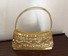 Ladies Gold Sequin Beaded Evening Wedding Bag