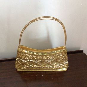 Ladies Gold Sequin Beaded Evening Wedding Bag