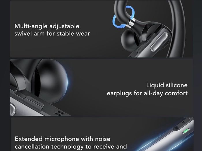 Bluetooth Headset V5.3, 100H Talk Handsfree Earpiece Wireless Headset with ENC Noise Canceling Microphone, LED Display, IP7 waterproof, in-Ear headphone for Business/Office/Driving