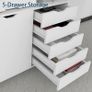 5 Drawer Mobile Filing Cabinet With Door, Wooden Lateral File Cupboard On Wheels Multifunctional Printer Stand For Home Office Documents Organiser Rolling Storage Unit White Furniture Image 6