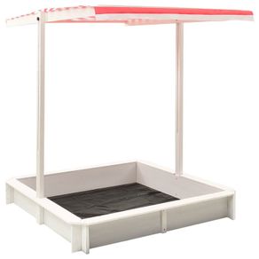Sandbox with Adjustable Roof Fir Wood White and Red UV50