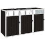 Triple Garbage Bin Shed Brown 213x81x121 cm Steel Image 4