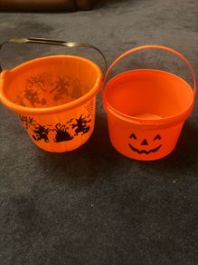 Orange Halloween Buckets x 2