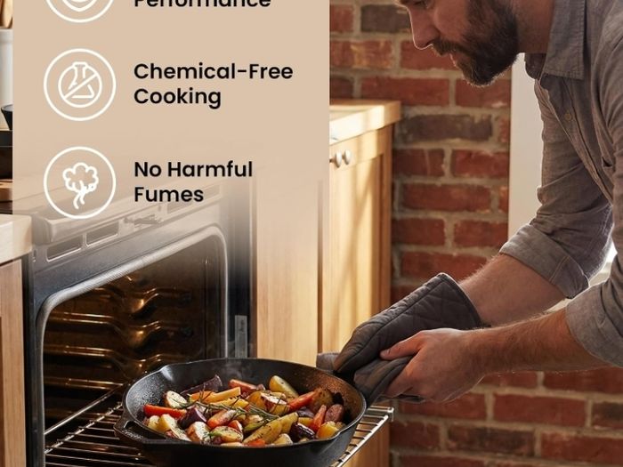 Pre-Seasoned Cast Iron Skillet Frying Pans Oven Safe Cookware for Indoor & Outdoor Use - Grill, StoveTop