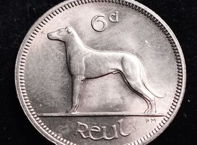 Ireland - 1968 - 6 Pence - Wolfhound - KM.13a - UNC - [680]