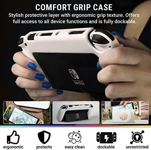 Accessory Bundle kit for Nintendo Switch Oled Accessories Essentials Pack Case and Screen Protector Comfort Grip Cover Headphones charger cable Games holder